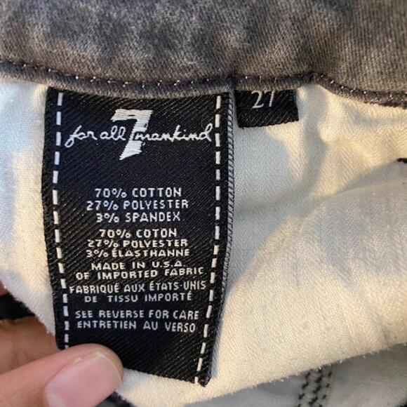 7 For All Mankind The High Waist Washed Black Women's Ankle Skinny Jeans Size 27 - Picture 11 of 12